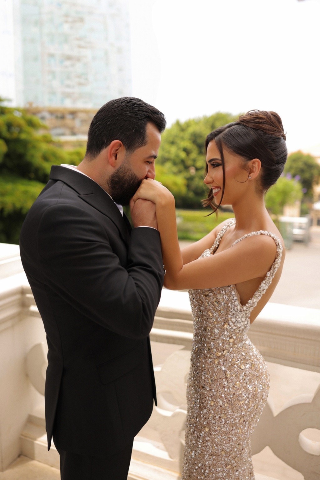 Bride and groom close portrait